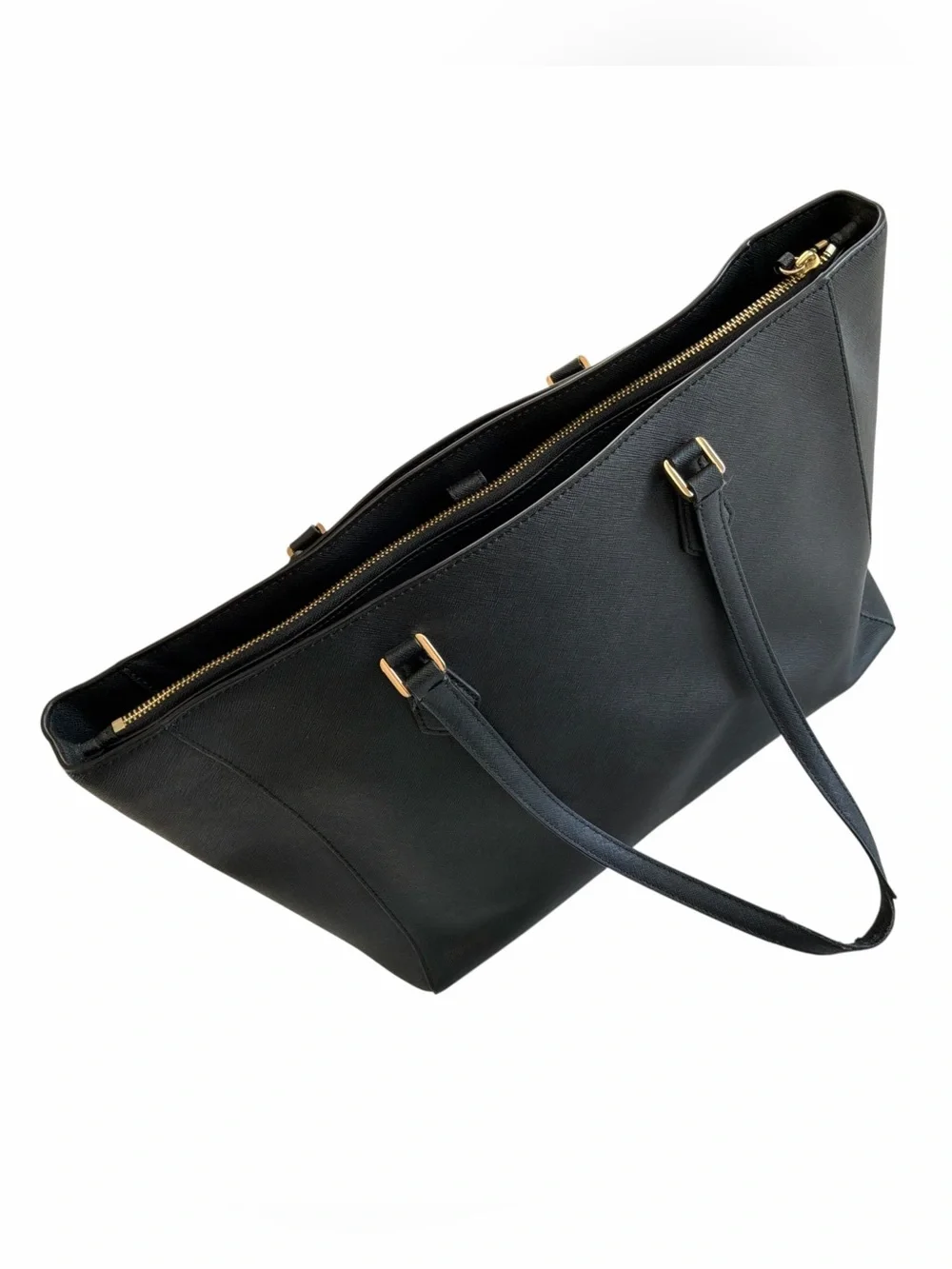 Tory Burch Black Large Robinson Saffiano Leather Tote 15 inch Size